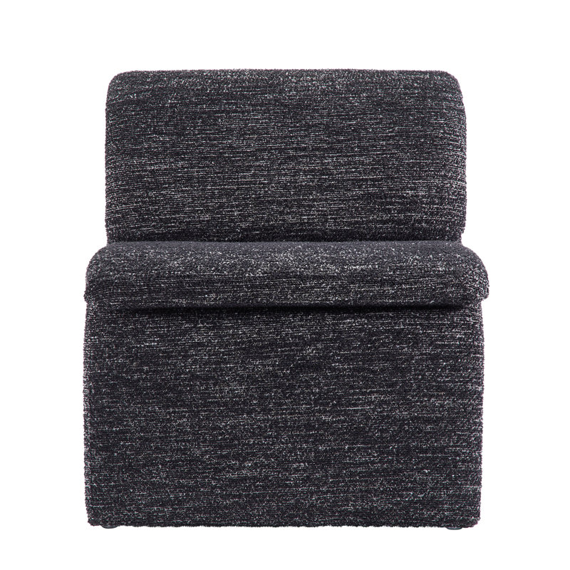 Fauteuil d'appoint rembourré sans accoudoirs Lume Boucle, Tissu gris anthracite