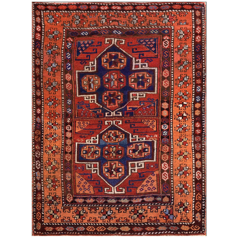 Tapis turc antique de style yuruk turc antique de style années 1880 de 4 pi 3 po x 5 pi 6 po