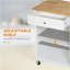Kitchen Island Cart with Drawer, Glass Cabinet &amp; Adjustable Shelf | White | Rubber Wood Top