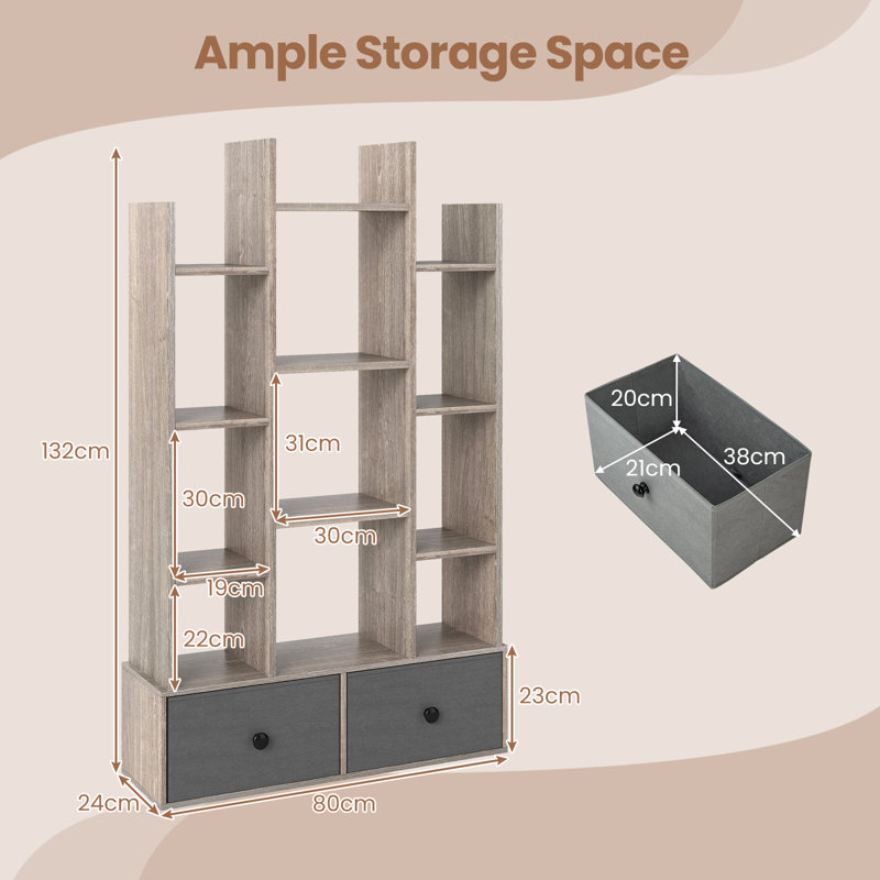 132cm H x 80cm W Etagere Bookcase, Grey