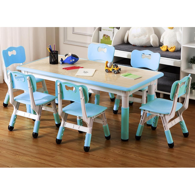 Ensemble de table et de chaises pour enfants, bureau à hauteur réglable avec 6 sièges, Île Seymour Nord, Galapagos
