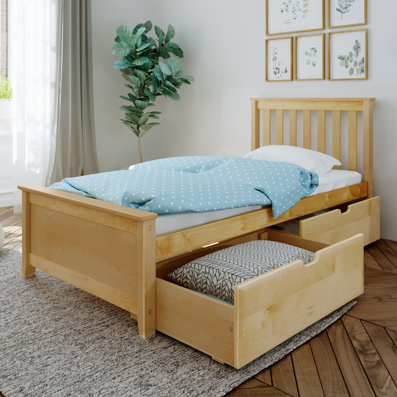 Boling Twin 2 Drawer Solid Wood Platform Bed, Natural