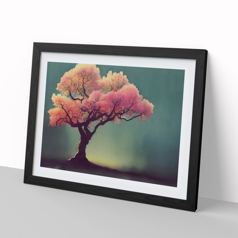 Animated Blossom Tree - Single Picture Frame Print, 46cm H x 64cm W x 2cm D, Black Framed