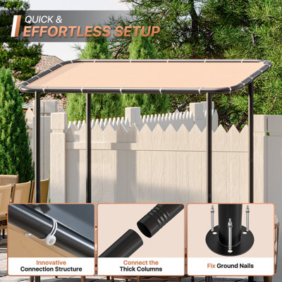 16 pi L 12 pi. Pergola en métal avec auvent