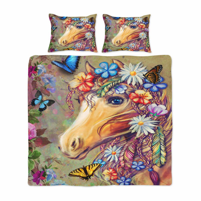  Ensemble de housse de couette Boho Horse, Housse de couette pour très grand lit et 2 très 