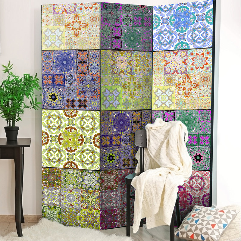 Dhawan 172cm H Solid Wood Folding Room Divider, 3
