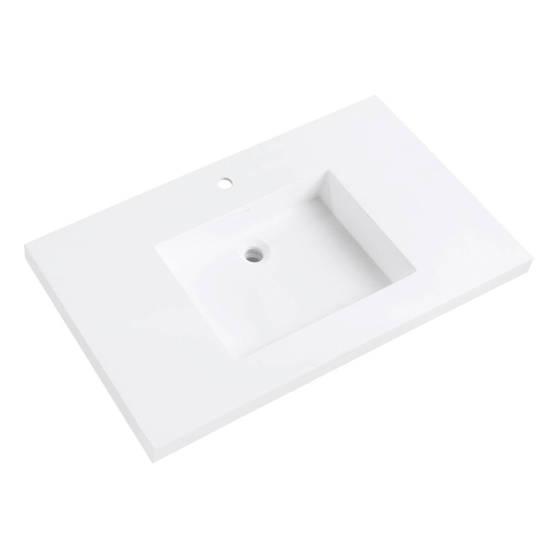 VersaStone 37" Matte White Acrylic Vanity Top with Integrated Sink