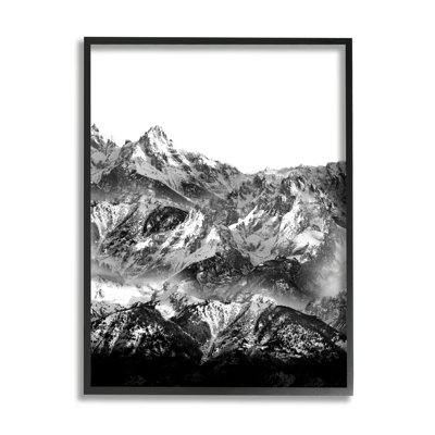 Montagnes enneigées, paysage noir et blanc à contraste élevé par Shelley Lake - photographie