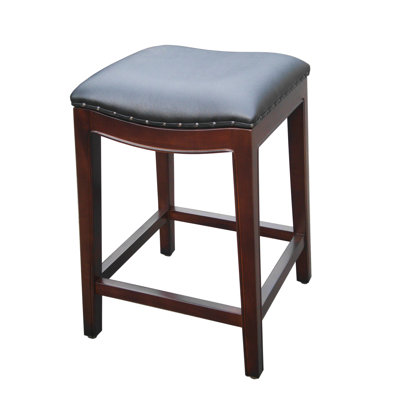Upholstered Counter Stool with Solid Wood Frame