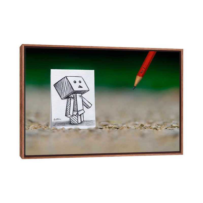 Pencil Vs. Camera - 38 by Ben Heine - Print on Canvas, 66.04 cm H x 45.72 cm W, Classic Brown Wood Framed