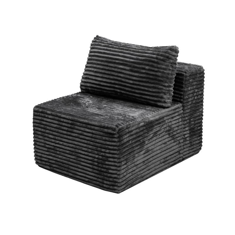 Boneless Single Middle Sofa, Compression Sectional Sofa Compenont, Corduroy, Gray
