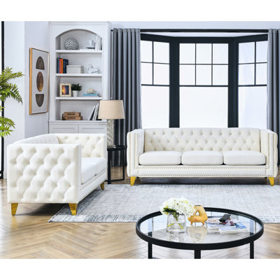 Beige Velvet 3 & 2 Seater Merger With Delivery Option Beige Velvet 3+2 Combination , Fast From Us Warehouse - Quality Build