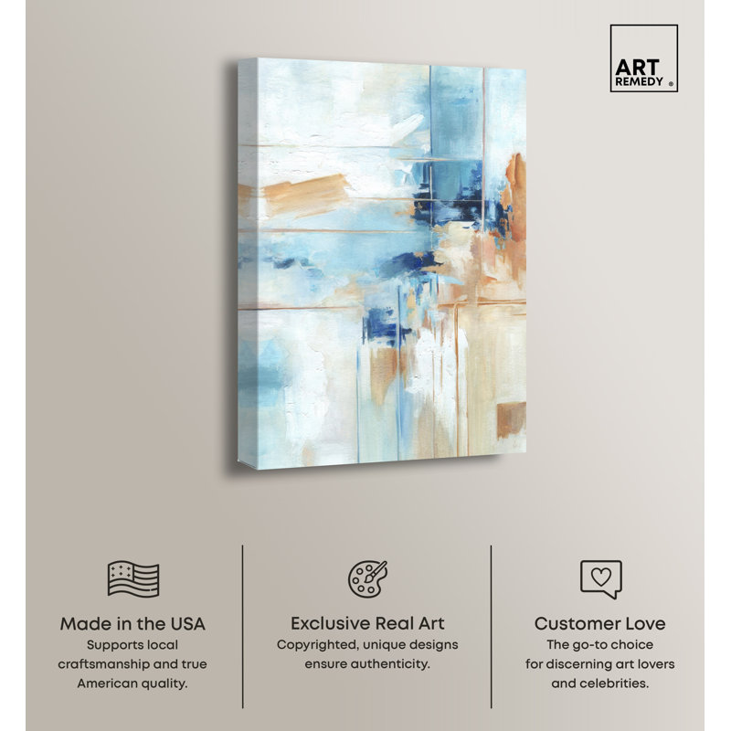 Large Blue and Beige Abstract Canvas Wall Art