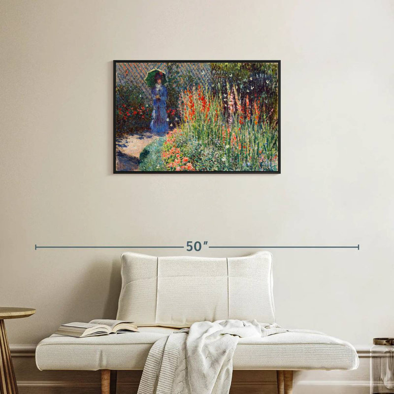 Lit à fleurs arrondi 1876, Cadre flottant noir, 31 po x 21 po