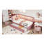 Lit plateforme simple tapissier avec lumières DEL et ports USB - Cadre de lit gigogne rose pour chambre d'enfant