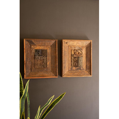SET OF TWO REPURPOSED WOOD FRAMED BLOCK STAMPS