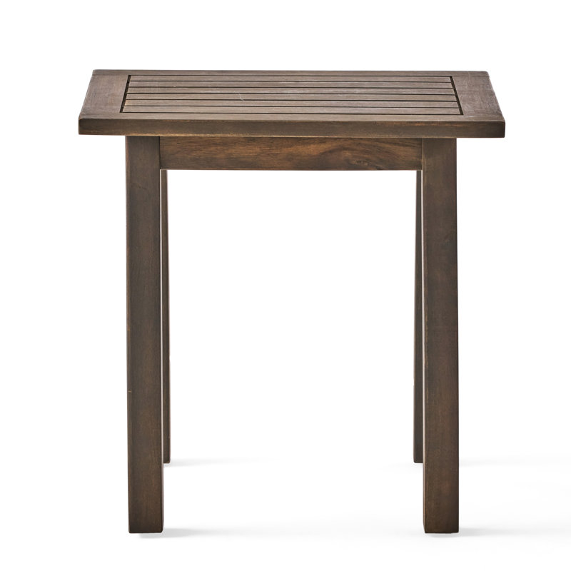 Outdoor Gray Wood Table - 14.79 Inches Deep, 18.7 Wide, 18.99 High For Coastal Backyard Accent High, Deep, Gray