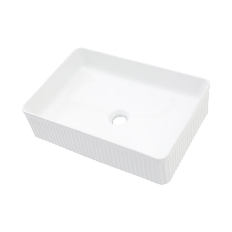 19.63"X13.69" White Ceramic Rectangular Vessel Bathroom Sink