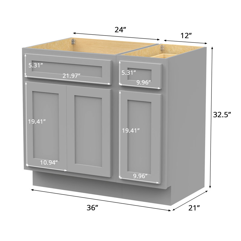 36'' Single Bathroom Vanity Base Only, Gray