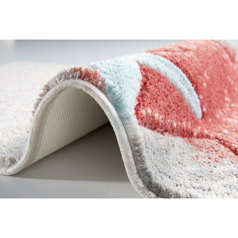 Ensemble de tapis de bain 2 pièces Alasdair, Beige / rouge / gris