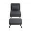 Chaise longue pliable en lin avec dossier réglable et repose-pieds amovible-116662714