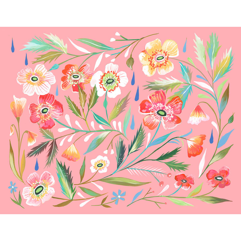 «Anemone Garden» par Katie Daisy - peinture sur toile, H 24 po x l 32 po