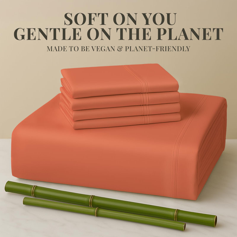 Premium Rayon From Bamboo Blend Sheet Set With Deep Pockets, Cooling and Breathable, King Sheet Set with 4 Pillowcases