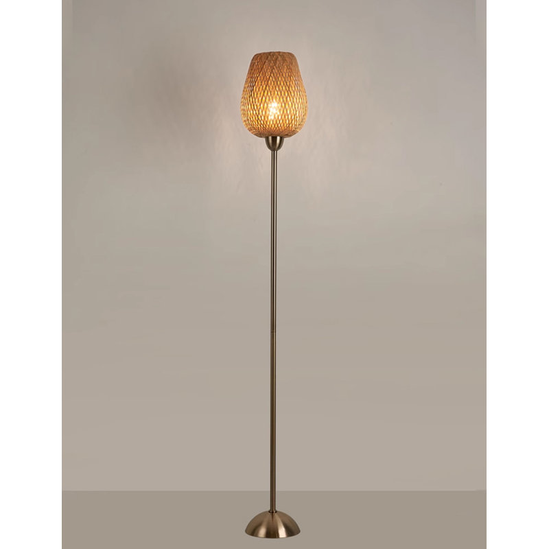 Luminaire d'appoint debout moderne en bambou tissé