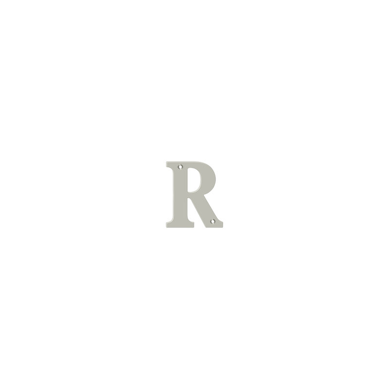 4" H Brass House Letter, R, Satin Nickel