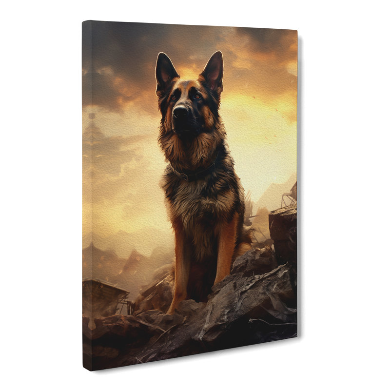 German Shepherd Conceptual - Wrapped Canvas, 60cm H x 40cm W x 3cm D
