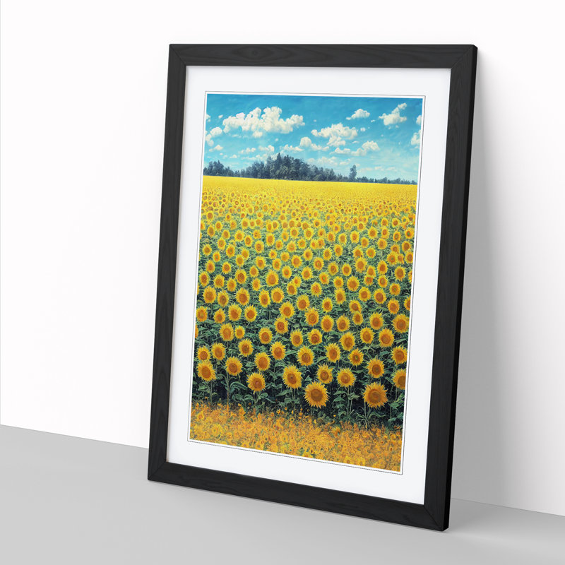 Sunflower Field - Framed Print, Black, 64cm H x 25cm W x 2cm D