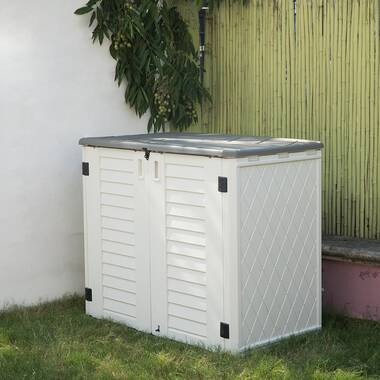 Rubbermaid Rubbermaid Horizontal Split-Lid Shed FG375301OLVSS, 4'7W X  2'4D X 3'H FG375301OLVSS