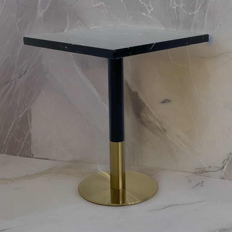 Rayma Faux Marble Top Metal Base Dining Table, Black