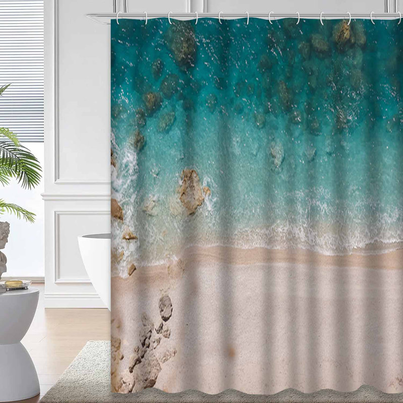 Rideau de douche à 12 crochets Beach Ocean, L 72 po x l 72 po