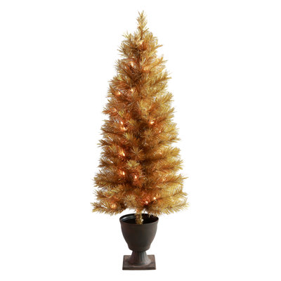 4' Slim Christmas Tree with 50 Lights and Urn