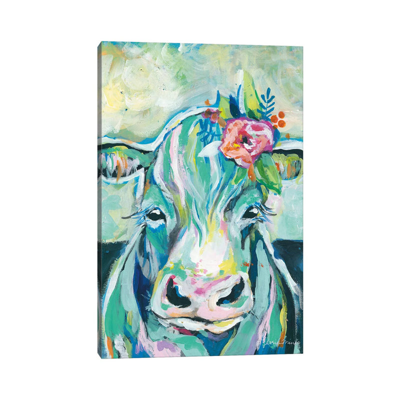 Sweet Cow by Jessica Mingo - Painting on Canvas, Wrapped Canvas, 30.48cm H x 20.32cm W x 1.91cm D