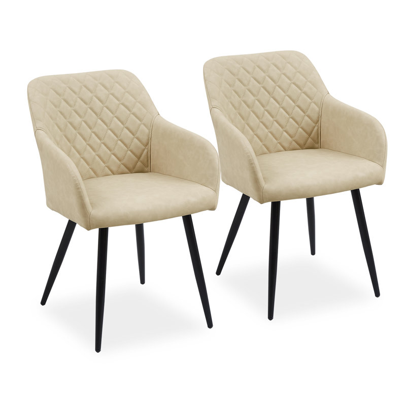 49cm H Upholstered Metal Armchair, Beige