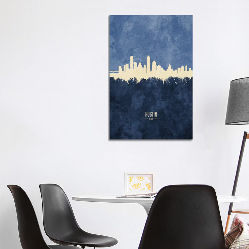Austin Texas Skyline Navy by Michael Tompsett - Wrapped Canvas Print, 101.6 cm H x 66.04 cm W x 3.175 cm D