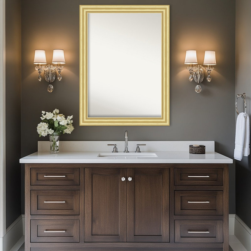 Miroir mural de salle de bain Sophia, Doré, 32,5 po x 43,5 po