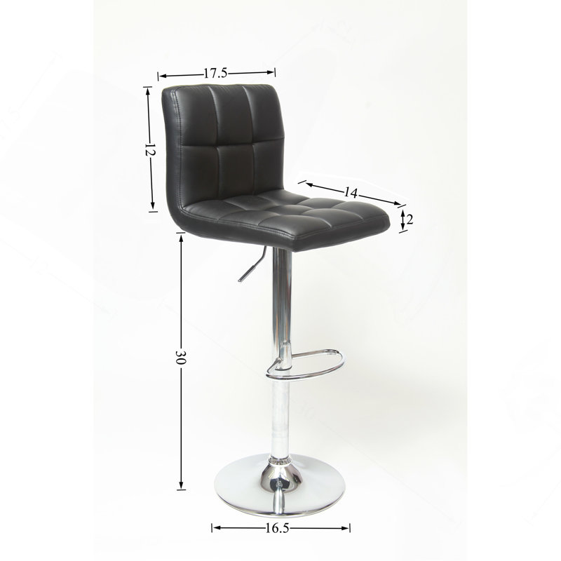 Tabouret de bar pivotant et réglable en similicuir hydraulique, ensemble de 2, blanc, Noir