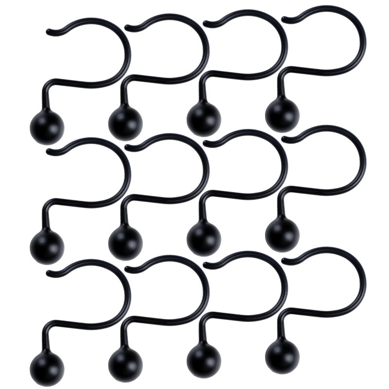 Crochets de rideau de douche Ball Steel, Noir
