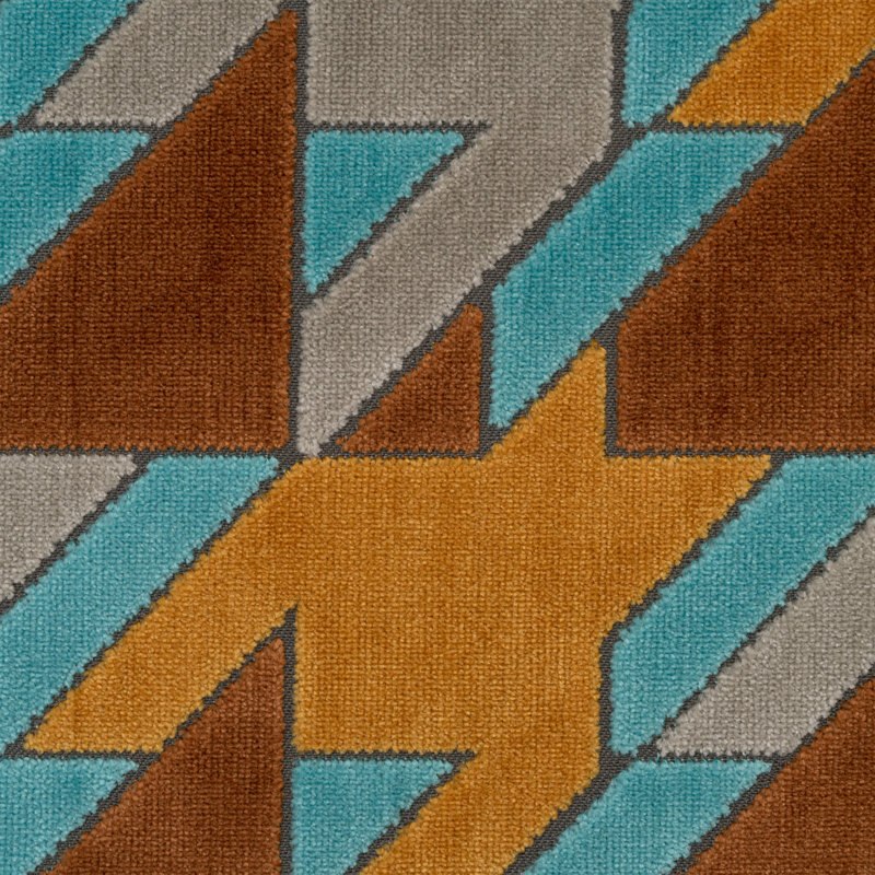 Briefcase Geometric Cut Velvet Upholstery Fabric, Valencia