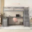 Lit mezzanine simple avec 7 tiroirs, 2 tablettes et bureau intégré - gris, peu encombrant et multifonctionnel-133490514-133490513