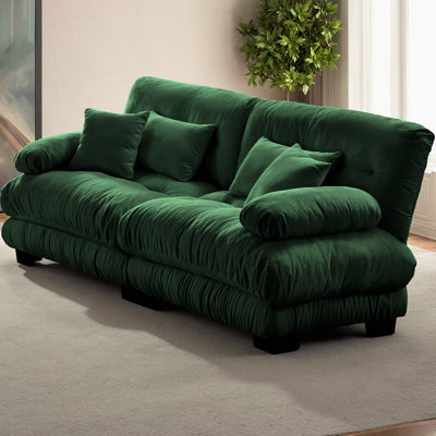 Nimbus Cloud Couch 2-Seater Sofa Chenille Upholstered Loveseat with Round Bolster Armrests, Includes 2 Lumbar & 2 Throw Pillows, Deep Seat Sitting on a Cloud Comfort for Living Room
