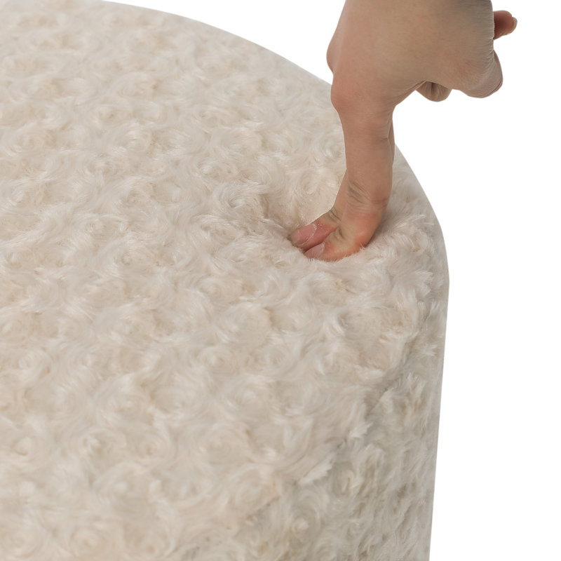 Malashia Velvet Ottoman, White Velvet