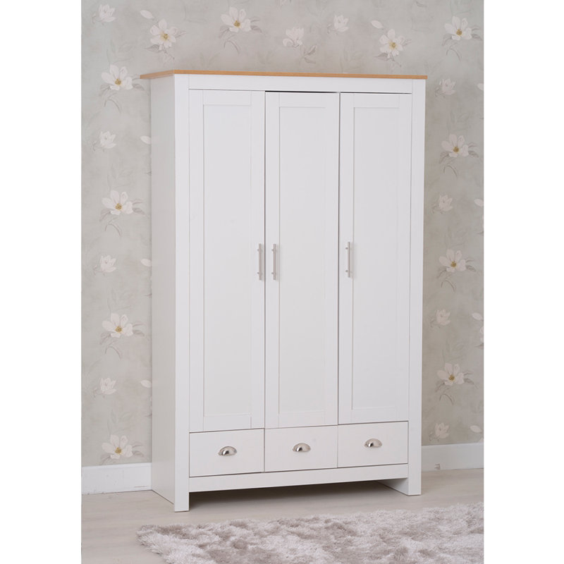 Annieruth 3 Door Manufactured Wood Wardrobe, White