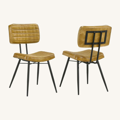 Ensemble de 2 chaises d'appoint rembourrées en cuir, noir