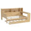 Lit de jour double en bois avec lit gigogne simple, tablettes de rangement et bureau d'étude, canapé-lit multifonctionnel pour chambre à coucher, finition naturelle