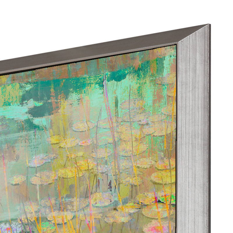 «Reeds and Lilies I», reproduction d'art encadrée argentée