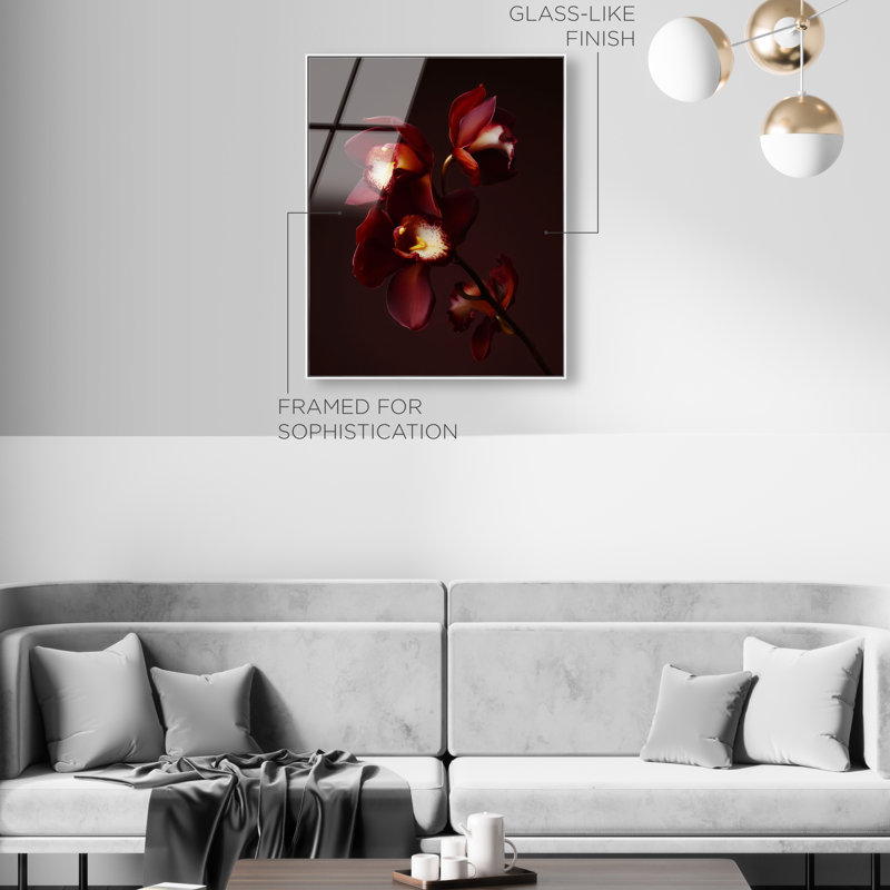 Ruby Bloom High-Gloss Frameless Acrylic Glass Wall Art Floral & Botanical Print by Oliver Gal, Ready to Hang, 16 x 20